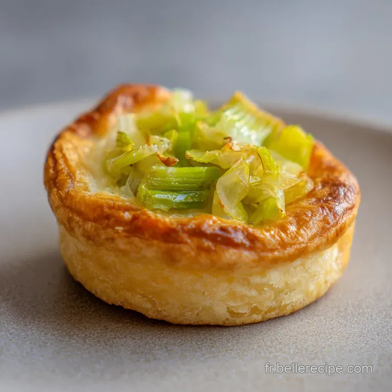 Une part de tarte fondante aux tons cr&egrave;me et vert tendre pos&eacute;e sur une assiette blanche, accompagn&eacute;e de salade.