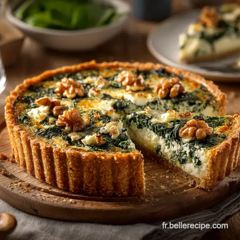 Tarte Aux &Eacute;pinards Ch&egrave;vre Et Noix L&eacute;quilibre Parfait Entre Fondant Et Croquant presentation