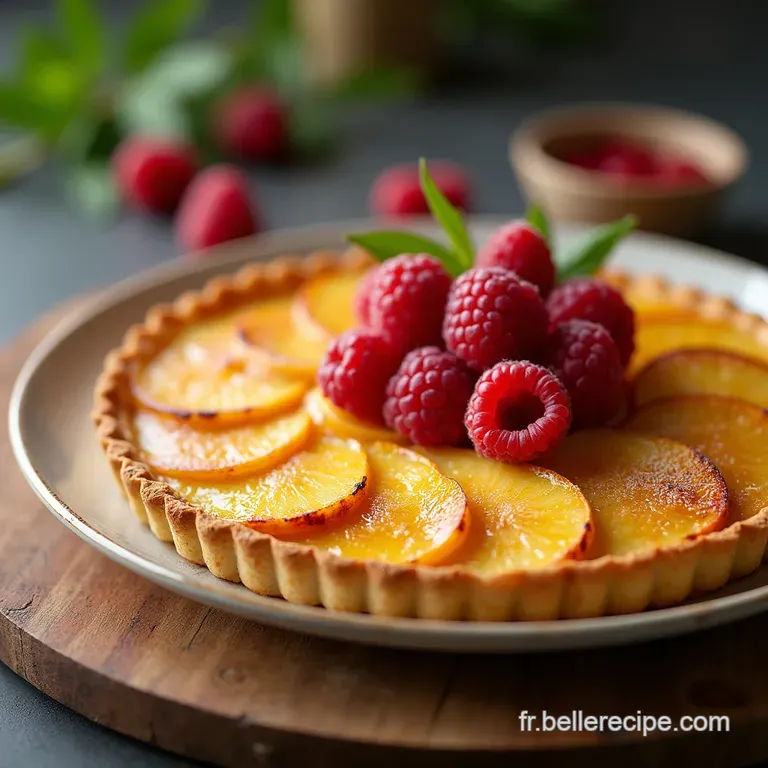 La Tarte Rustique Soleil d&Eacute;t&eacute; P&ecirc;ches Caram&eacute;lis&eacute;es et Framboises Vibrantes