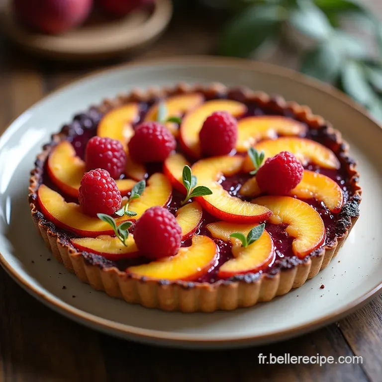 La Symphonie Estivale Tarte Classique aux P&ecirc;ches M&ucirc;res et Framboises Fra&icirc;ches