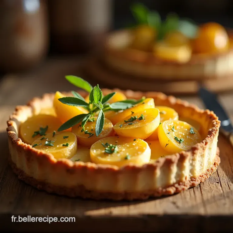La Gourmande Tarte Fine Maison Au Roquefort Pommes De Terre Et Noix Caram&eacute;lis&eacute;es presentation