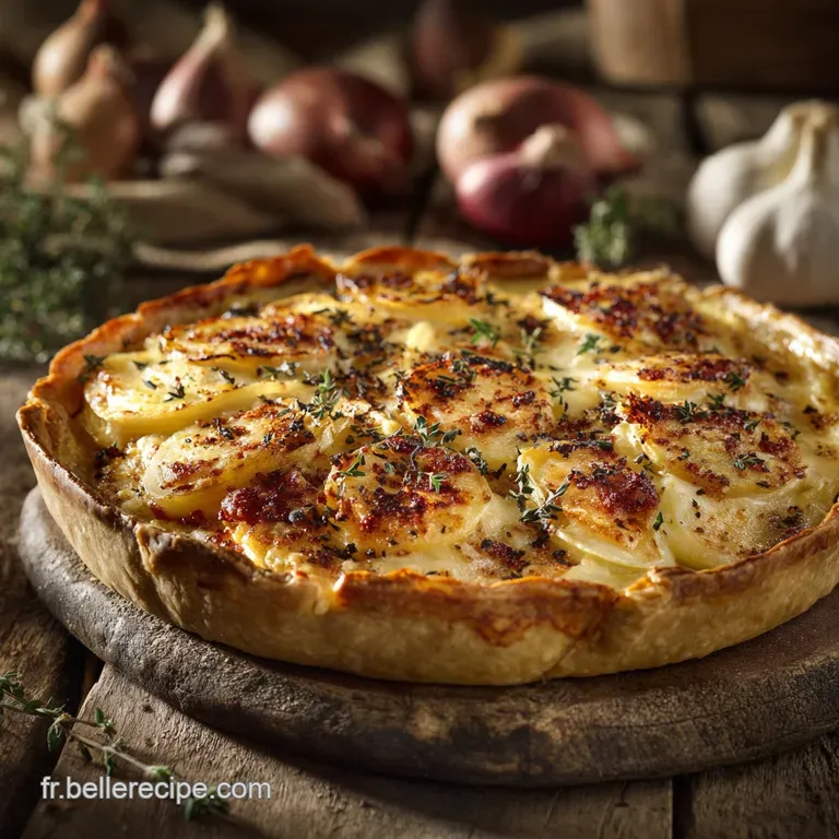 Tarte Rustique Au Fromage Raclette L&eacute;vasion Alpine Et Les Pommes De Terre Confites presentation