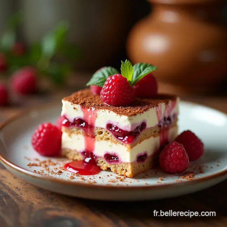 Le Tiramisu Aux Framboises L&eacute;l&eacute;gance Fruit&eacute;e Dun Classique Revisit&eacute; presentation