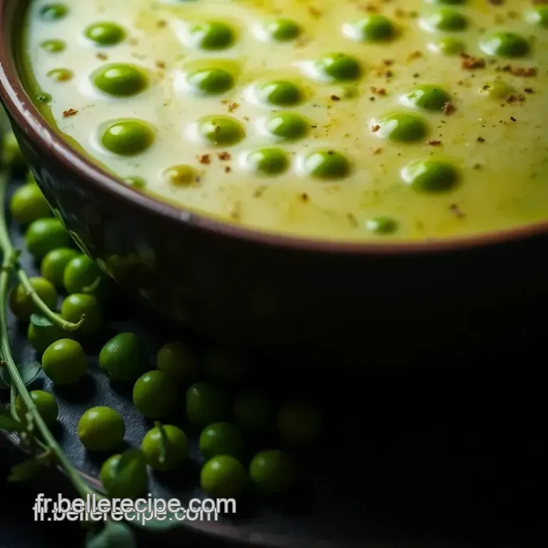 Velout&eacute; De Petits Pois Au Pesto De Noix Et Bleu De Bresse presentation