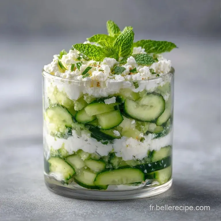 Verrine translucide laissant voir un m&eacute;lange onctueux vert clair, surmont&eacute;e d'une feuille de menthe fra&icirc;che et vive.